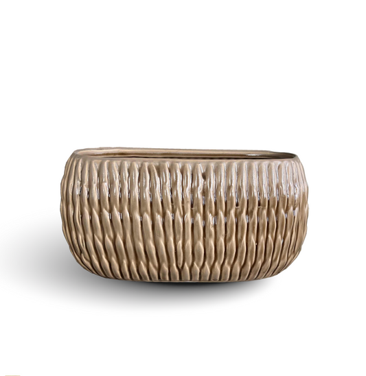 Pot céramique artisanal - Large Ovale Brun Mochalite